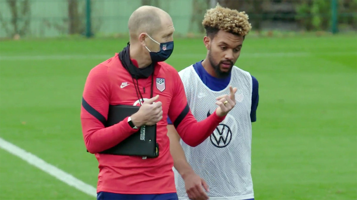 USMNT coach Gregg Berhalter and forward Konrad de la Fuente